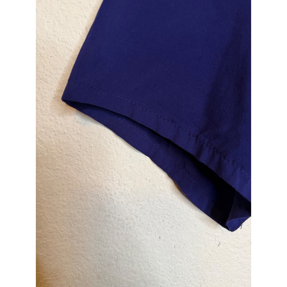 Navy Blue Embroidered Floral Boho 100% Cotton Blouse Top 1XL 3/4 Sleeve Peasant - Picture 10 of 13